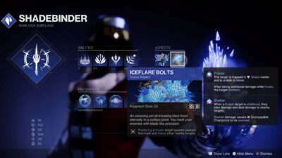 Destiny 2 Warlock Iceflare Bolts